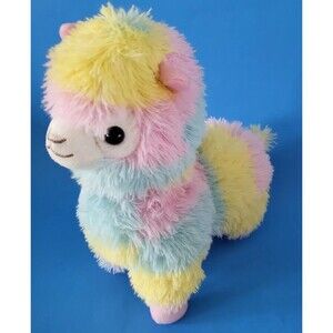 Rainbow Llama Plush Toy Pastel colors  11 in. tall  baby gift nursery